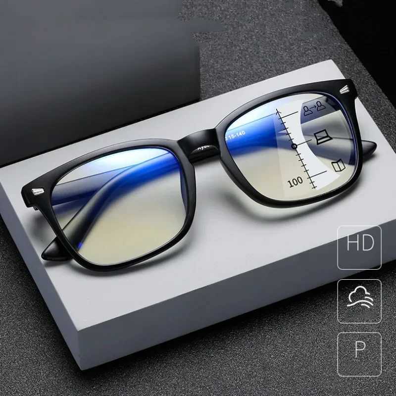 Progressive Multifocal Anti Blue Reading Glasses Intelligent Zoom Far and Near Dual Light Presbyopic Glasses Optical Eyeglasses W250513