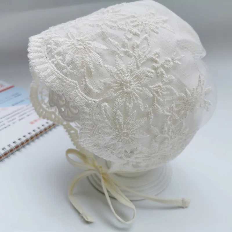 Lace Embroidery Flower Baby Hat Summer Breathable Mesh Infant Girl Bonnet Cap Newborn Photography Props R250512