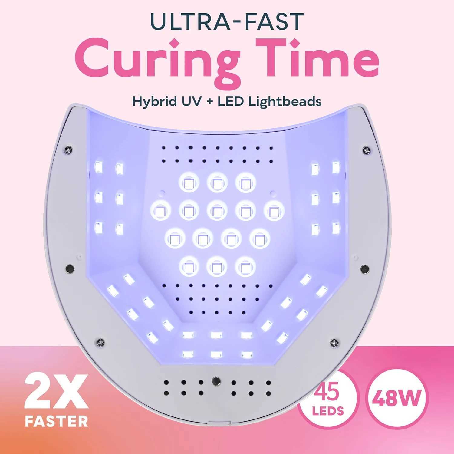 YIKOOLIN 48W UV Light for Nails UV LED Nail Lamp with 4 Timer Settings Curing Compatible with All Gel Polish Nail Art Gel Dryer W250513