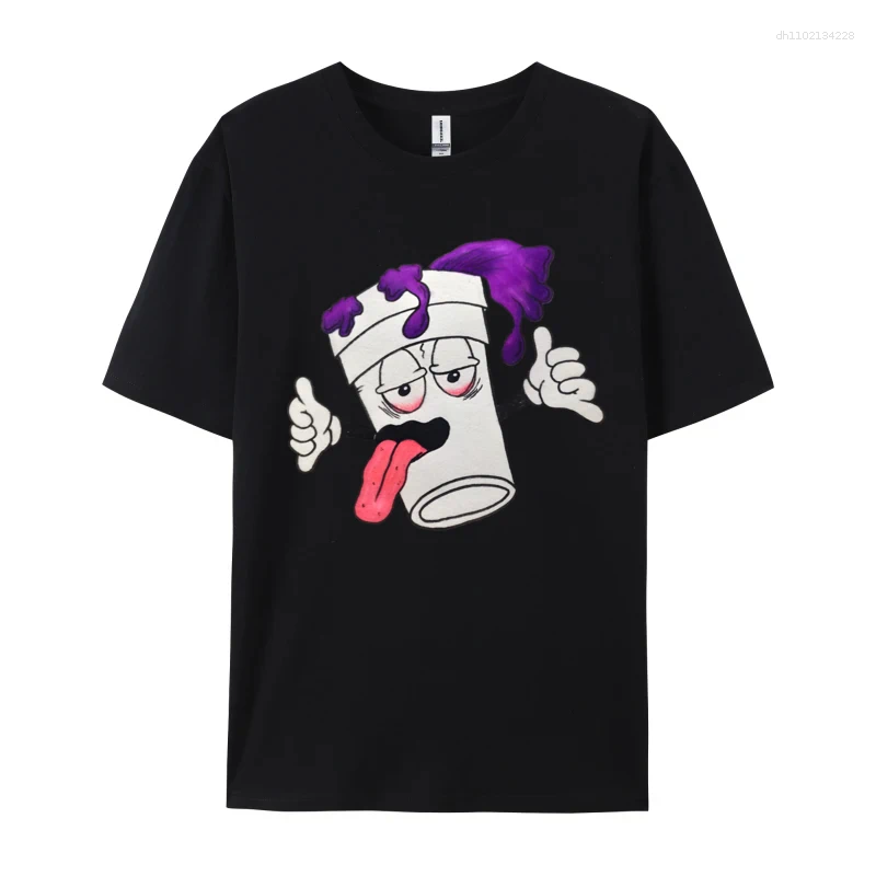 Men's T Shirts Spilled Oil Paint Image T-Shirt Leaned Out Double Cup Graphic Design Tops Shirt Casual Cotton Camiseta