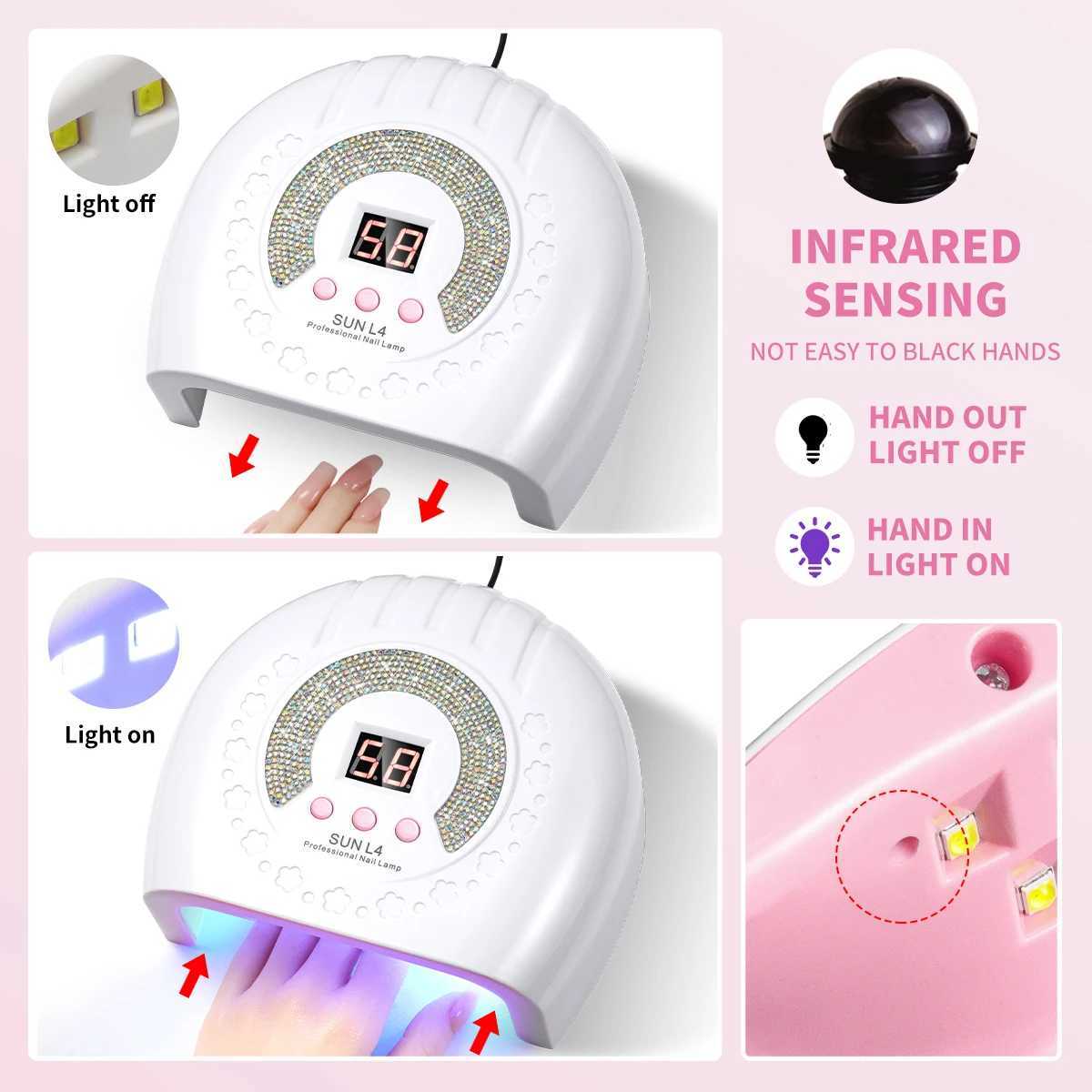 UV LED Nail Lamp Professional Nail Gel Curing Nail Lamp Diamond Design Dryer With Timer Sensor for Quick Drying Nail Tools W250513