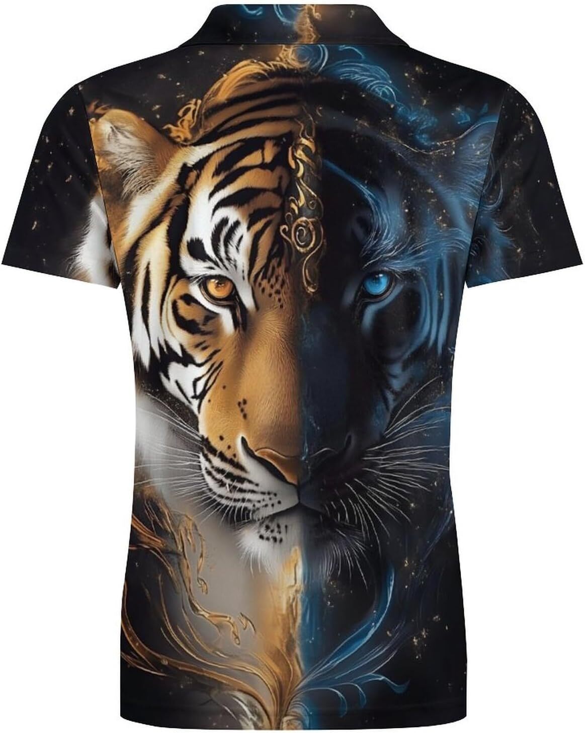 Mens Polo shirt Men Cool Tiger Graphic Printed Short Sleeve Polo Shirts Summer Casual Button Down Golf Polos Shirt