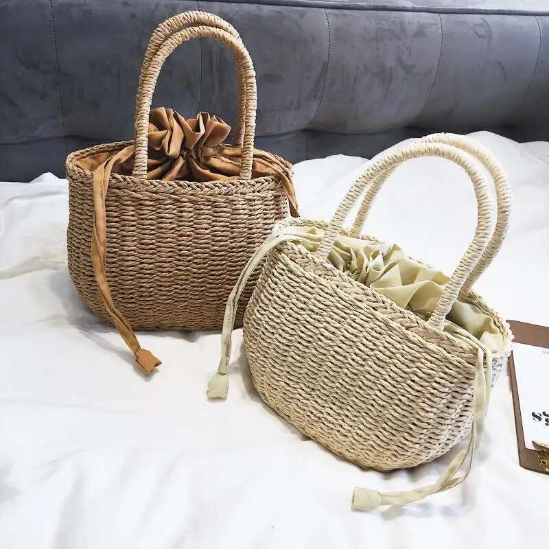 Straw Bags For Women Summer Handmade Woven Beach Bag Bohemia Handbag Bolsos Fashion Rattan Basket Tote Purse