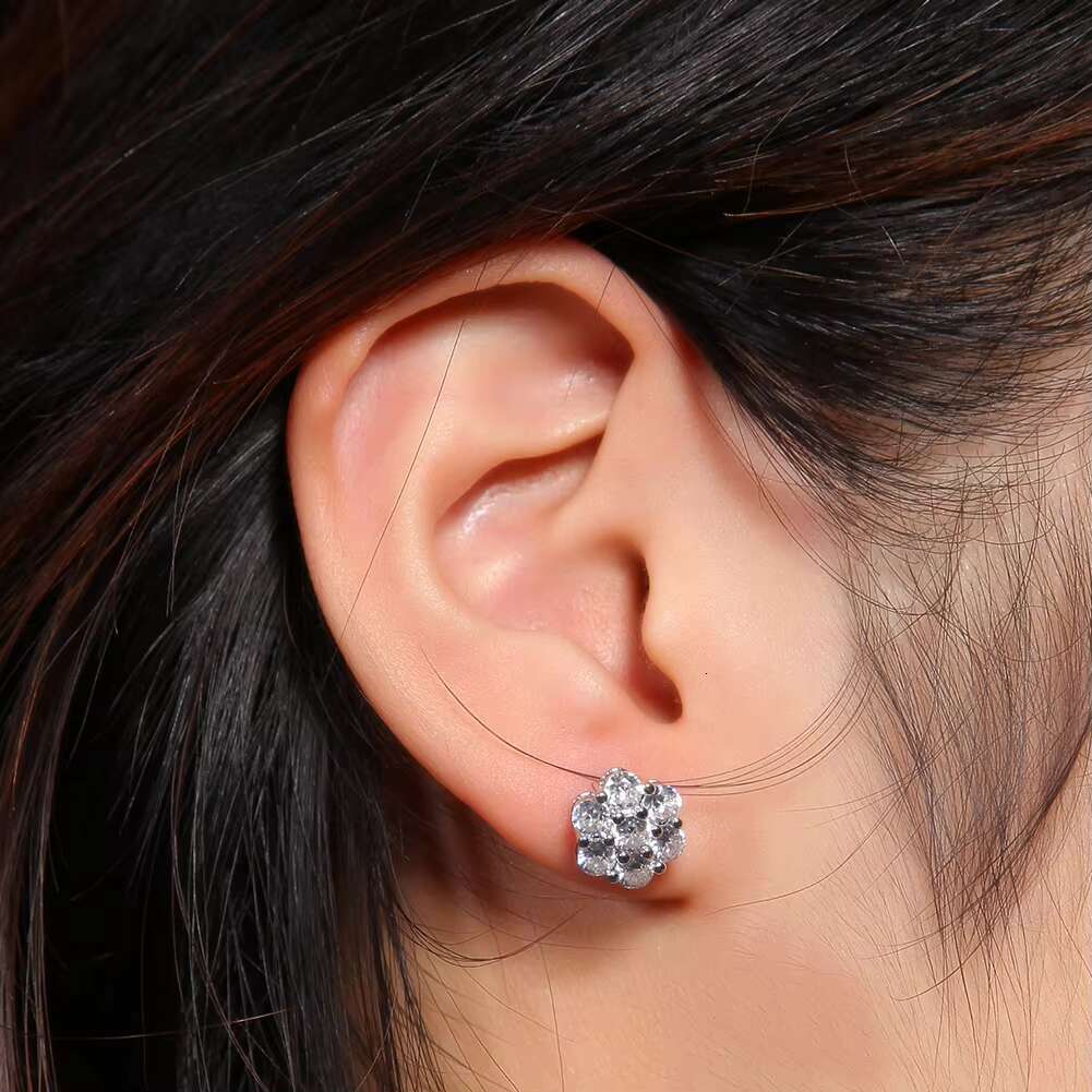 Fine Jewelry 925 Sterling Silver Flower Cluster VVS Moissanite Earrings Hip Hop Women Stud Earrings