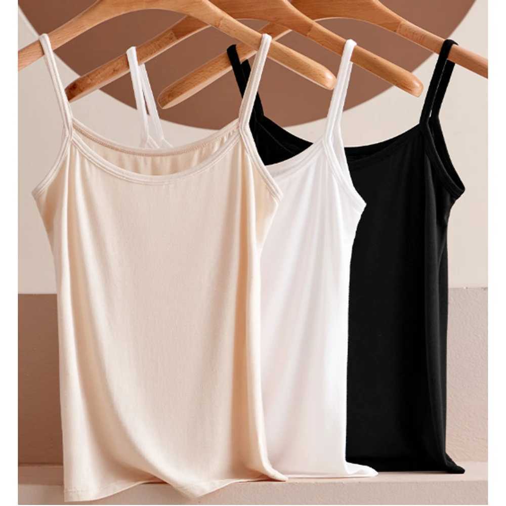Summer Sexy Camisoles Womens Plain Sleeveless Tank Top Vest Thin Strap Slim Stretch Soft Camisole Solid Top Base Female Undies M250513