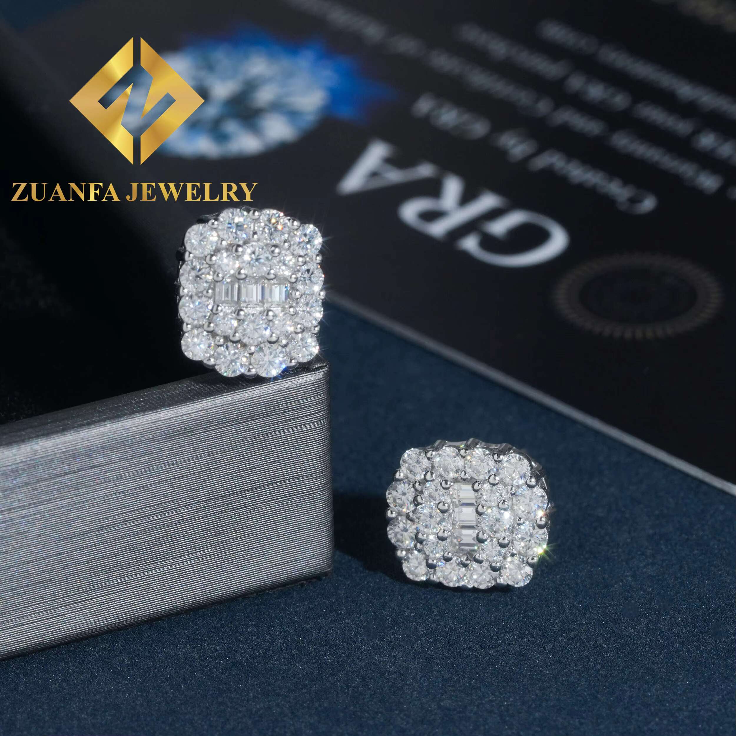 Wholesale Price Stud Earring Hip Hop 925 Sterling Silver Pass Diamond Tester GRA Certified Moissanite Luxury Stud Earring