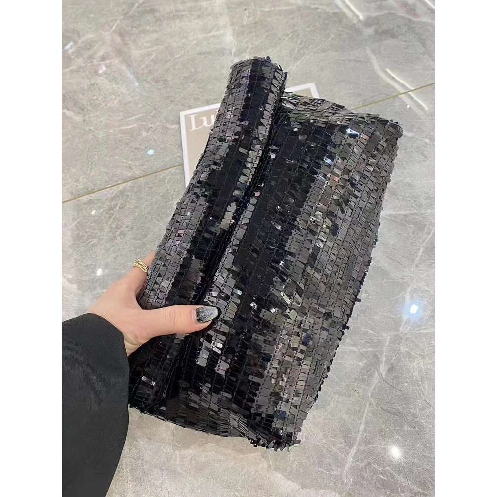 Women Sier Evening Clutch Bag Designer Shining Sequins Party Wedding Purse Fashion Trends Handbag Black Metal Wallet