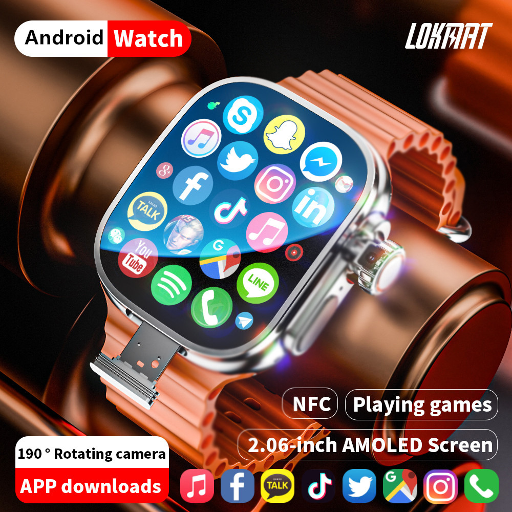 Goldenspike CD12 Smartwatch Android 10.0 5G LTE SIM Card Rotary Camerie 2,26 pouces AMOLED 490 * 580 HD Écran 2080mAh Smart Watch