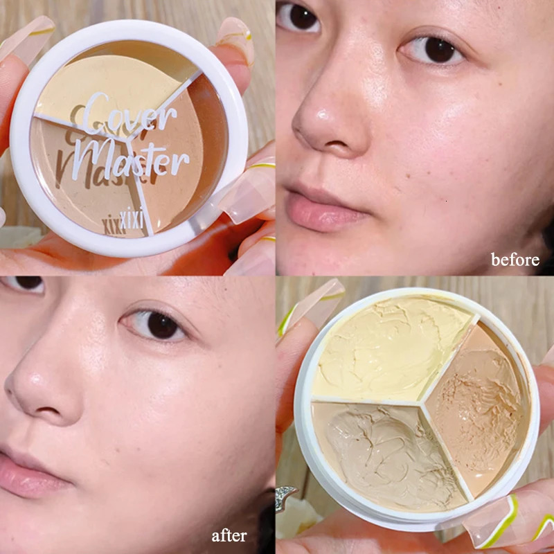 3 colors Concealer Dark Circles Corrector high coverage Green Nose Contour Shading Cream Palette Face Base Beauty Korean Makeup 250512