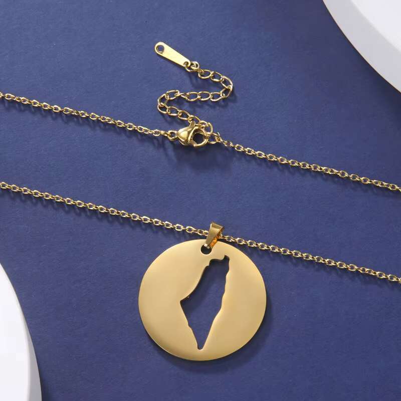 Stainless steel women's flag, Israel map necklace, Palestine pendant necklace