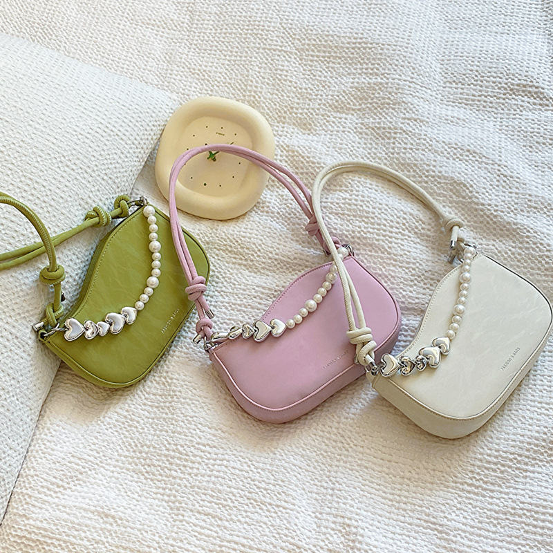 Premium Pearl Chain Underarm for Women 2024 Spring/Summer New Collection Niche Crossbody Candy Color Fashion Shoulder Bag