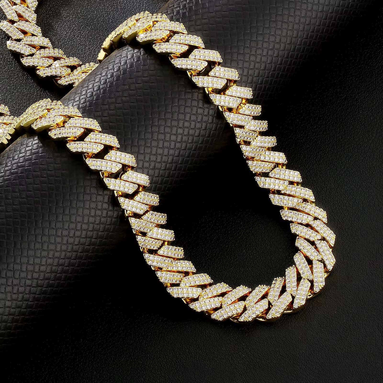 12MM Link Chain 14K Gold Plated Cubic Zirconia Hip Hop Fine Jewelry Gift Mens Iced Out Miami Cuban Necklace for Men Women