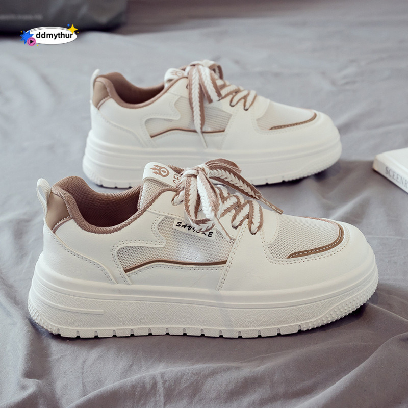 2025 Spring and Summer Mesh Breathable White Women's New Student Versatile Sports Board Shoes ddmythur