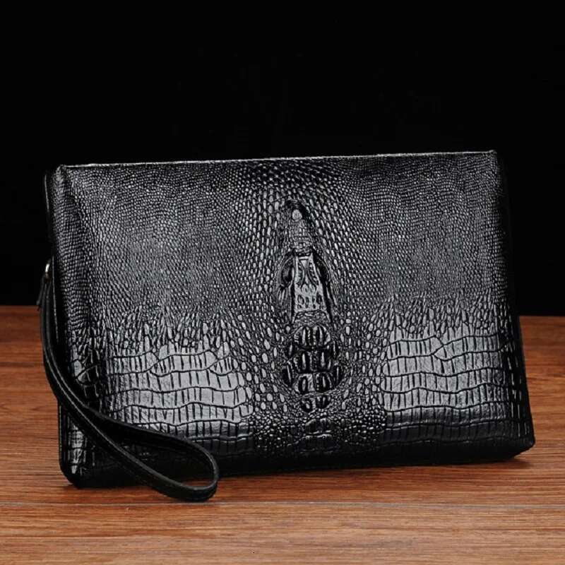 Brand Clutch Fashion Long Wallet Men Leather Double Zipper Business Purse Black Brown Casual Male Handy Money Bag