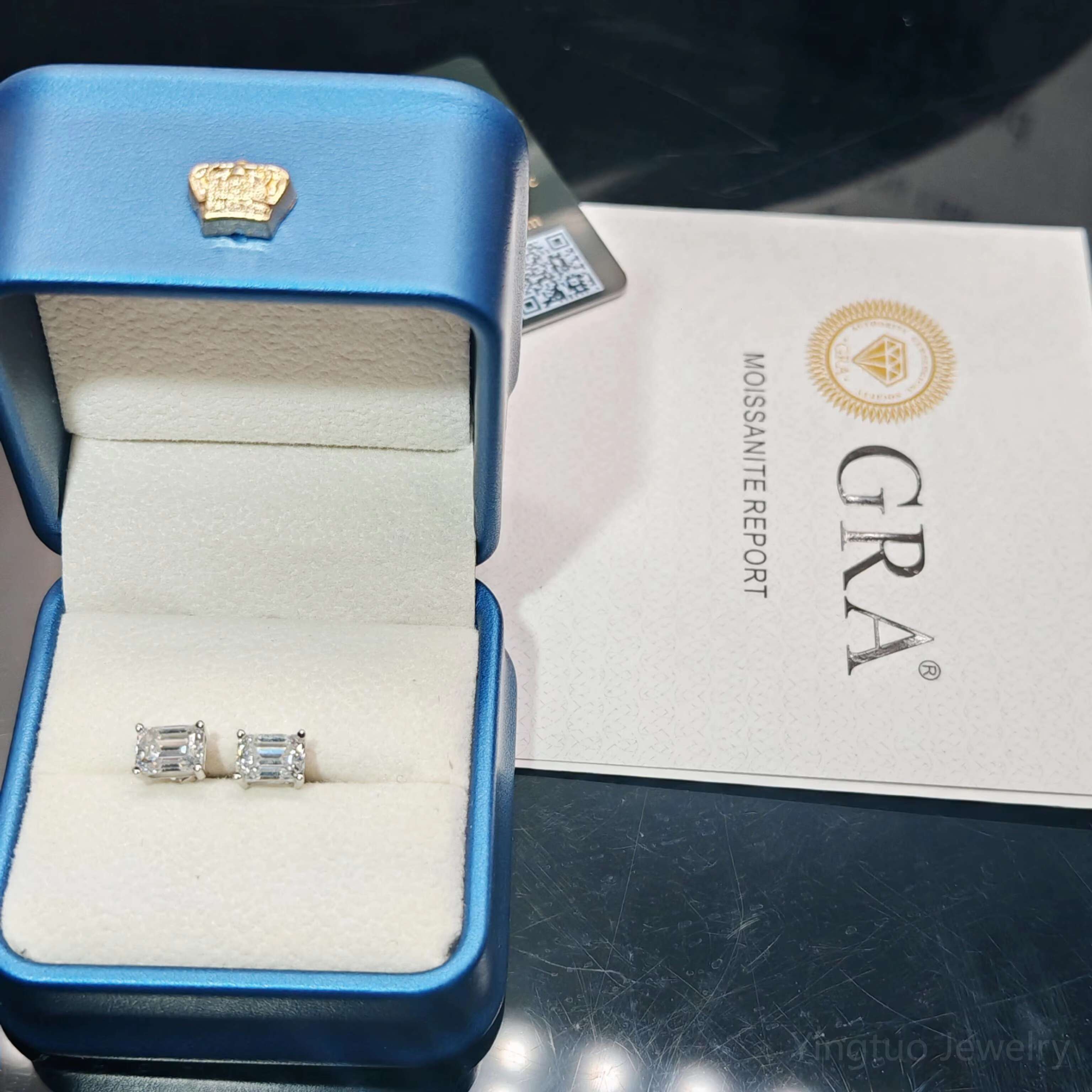 Hip Hop 18K Gold Plated 925 Sterling Silver VVS Moissanite Diamond Women Mossanite Stud Earrings Men