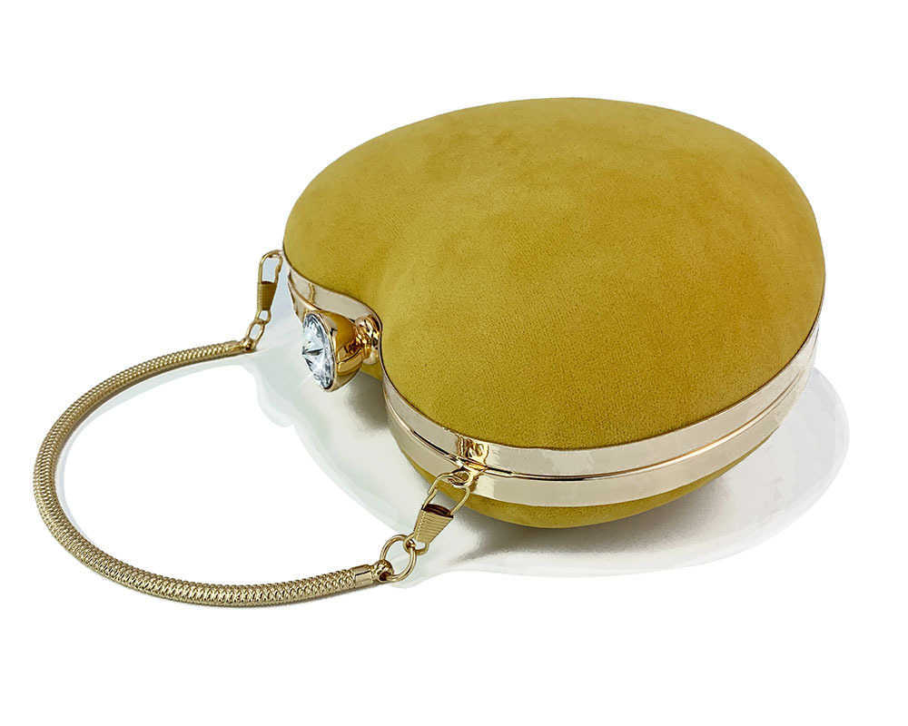 Big Diamond Velvet Peach Heart Love Dress Banquet Evening Dress Handbag