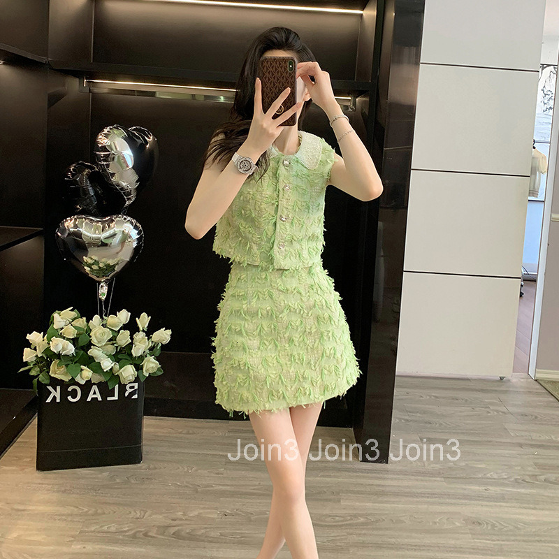 Fashion Set for Womens Summer Slimming Temperament Salt Based Light Mature Petite Internet Famous Explosive Street Short Skirt Two-piece Set