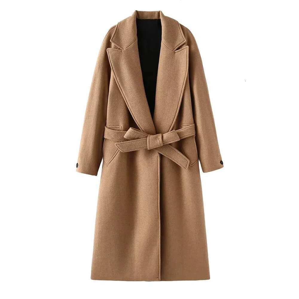 PB&ZA autumn and winter new women's clothing fashion trend temperament hundred combinations belt woolen coat