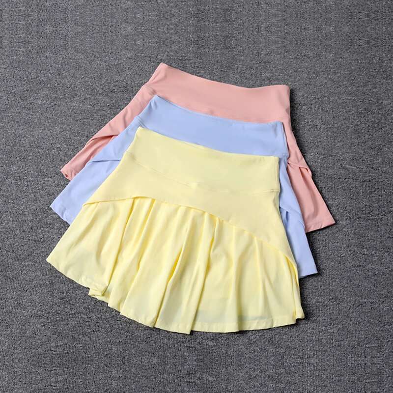 2025 Summer New Anti glare Pleated Women's Ice Sports Short Skirt High Waist Elastic Large A-line Half skirt