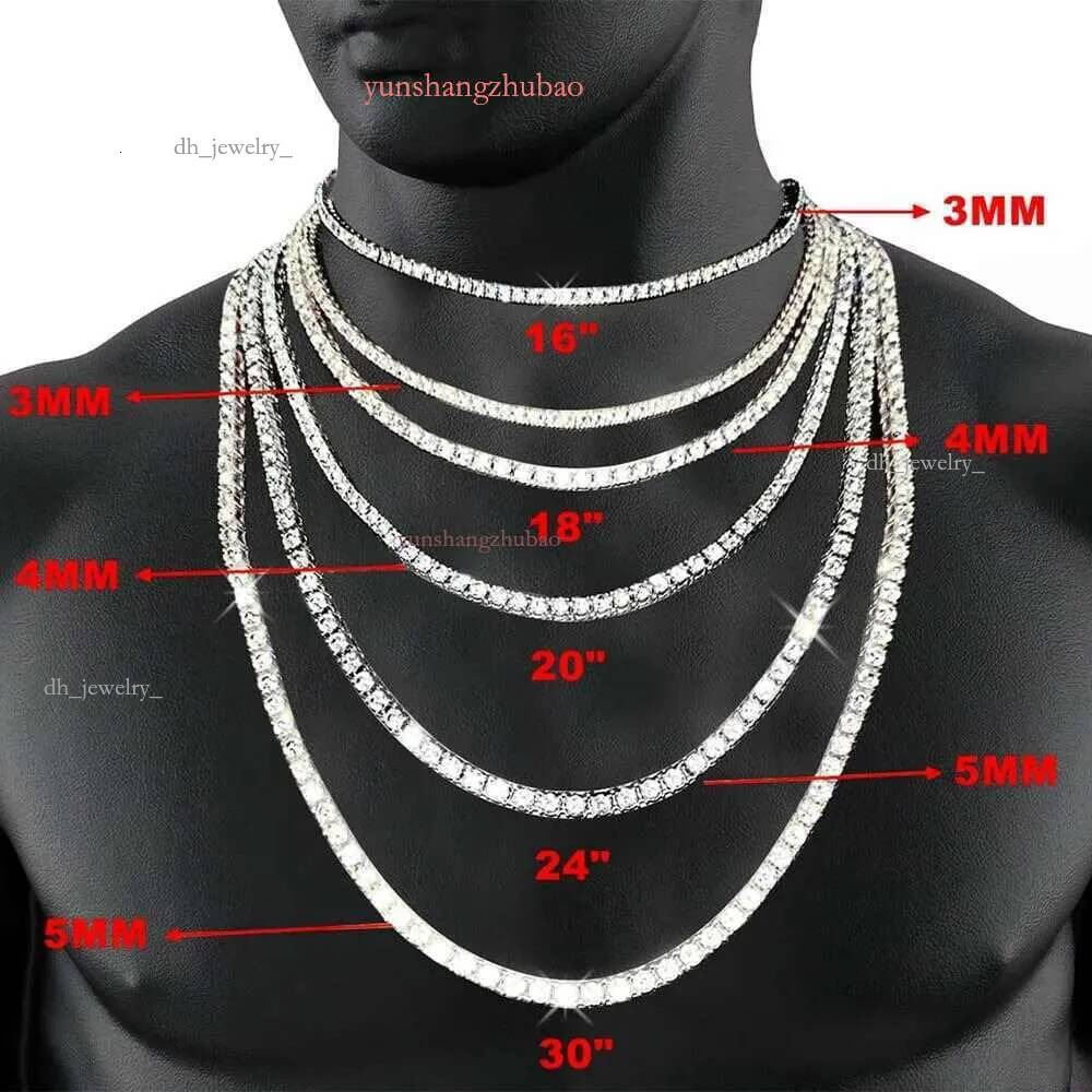 Jewelry designer hip hop necklace 2mm 3mm 4mm 5mm ice dia sterg sier Moissanite tennis bracelet
