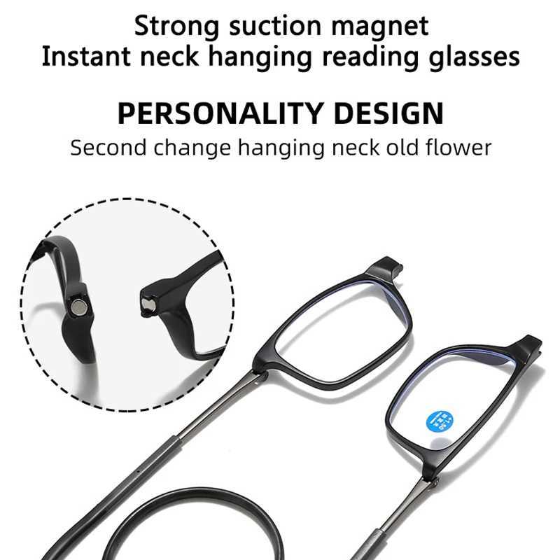 Portable Magnetic Reading Glasses for Men Reading Glasses with Magnet Hang on Neck Presbyopic Glasses Women W250513