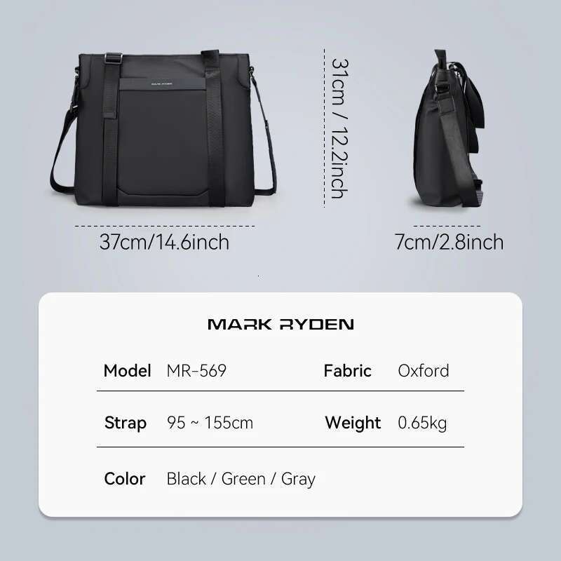 Mark Ryden Multifunctional Leather Messenger Bag Black Crossbody Large Capacity Stylish Men Shoulder Bag Men