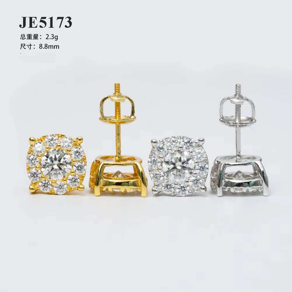 Ins Hot Moissanite Earrings for Women S925 Silver Iced Out Ear Studs Pass Diamonds Tester Hip Hop Jewelry Fashion Round Earrings
