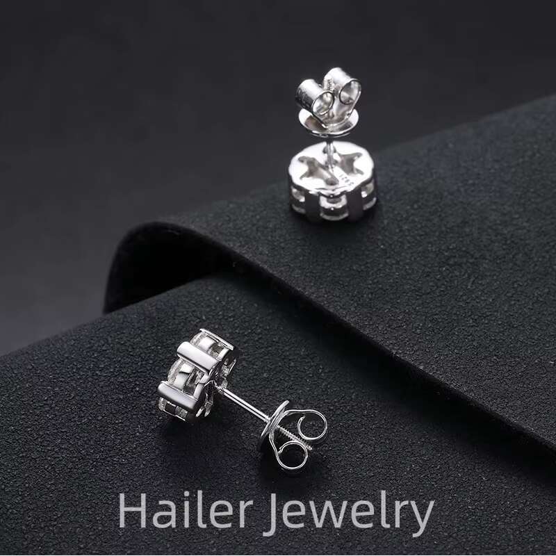 HAILER Joyas 3mm Popular Minimalist Gold Plated DEF VVS Moissanite Hip Hop S925 Silver Earings Men