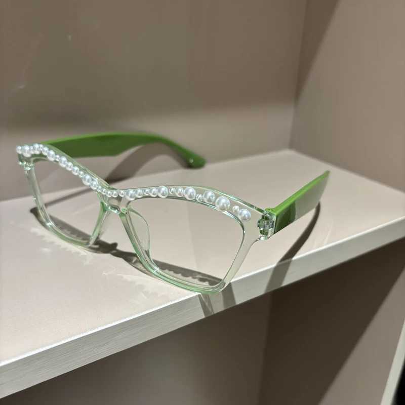 2025 New High Quality Pearl Presbyopia Glasses For Women Anti Blue Light Fashion Ultra Light Green Whitening Prescription Glasses W250513