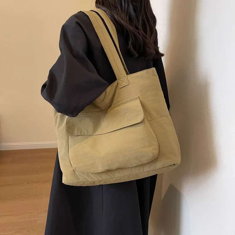 Personalized Simple Shoulder New Casual Unisex Large Capacity Tote Solid Commuter Versatile Zipper Underarm Bag