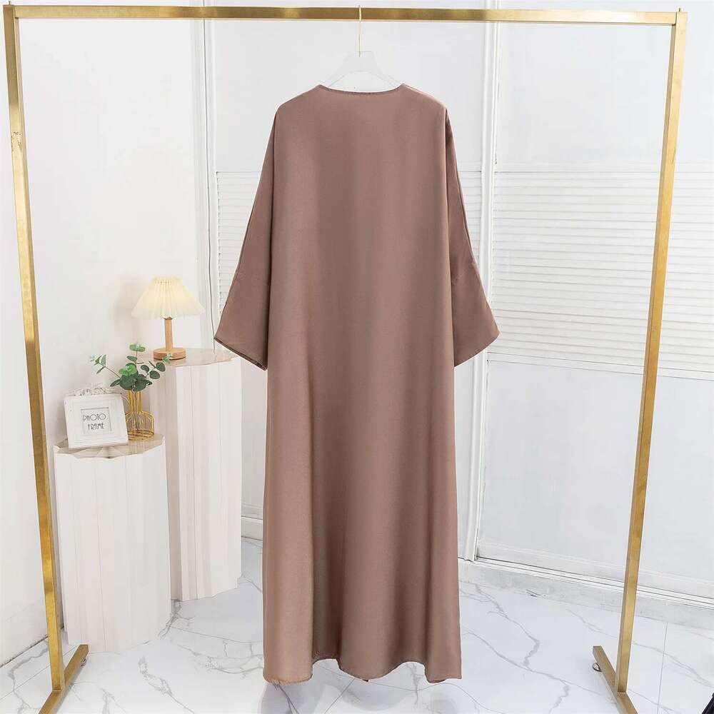 Open Front Abaya Long Sleeve Ramadan Maxi Length Dress, Women's Clothing, Muslim Cardigan Abayas Out Kaftans Women Jilbabs