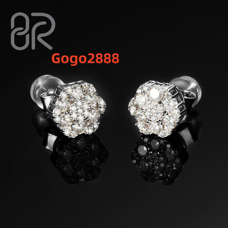 9MM Stud Earrings VVS Diamond Moissanite Hot Sale Bling Iced Out Thick 925 Silver for Women Fine Wholesale Jewelry