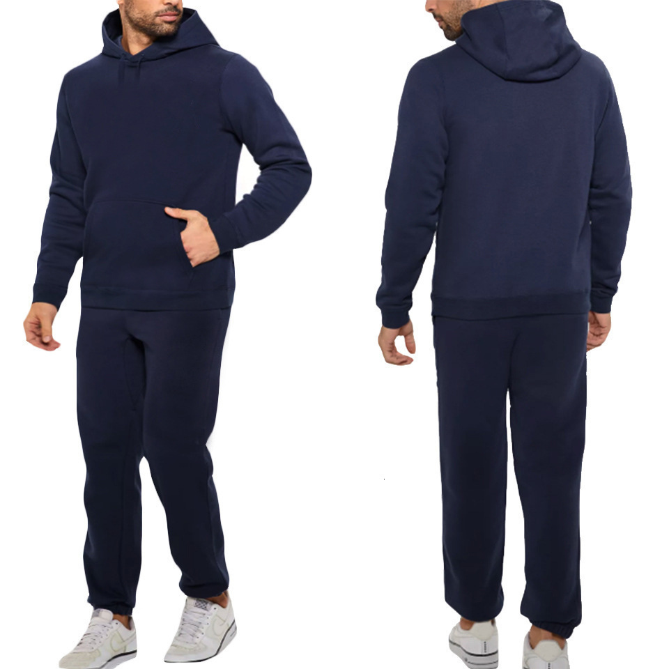 Casual Fashion American Solid Color Cotton Oversized Sweatshirt Men Two Piece Harajuku Joker Slacks Jogging Pants Tracksuits 250213