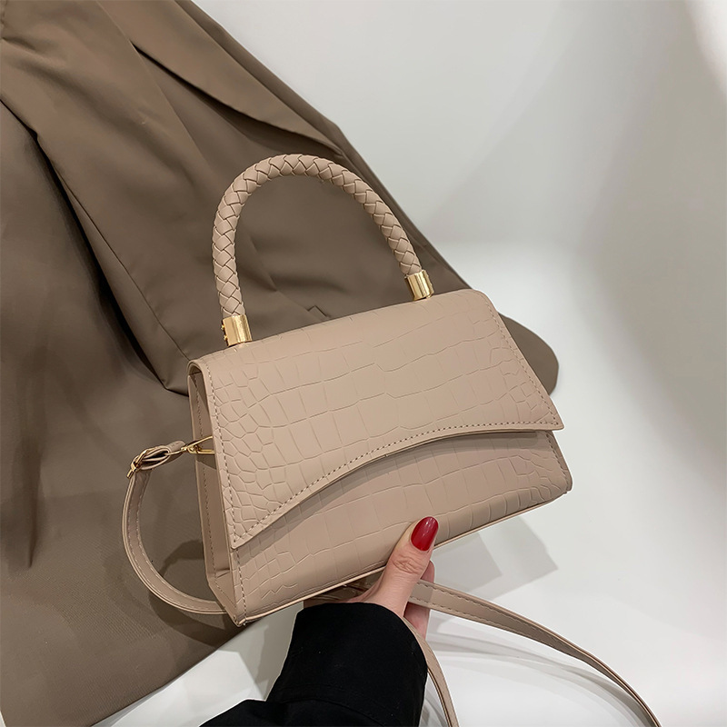 Solid color pattern bag for women fashion Korean version womens bag stylish texture PU simple womens shoulder bag 250513