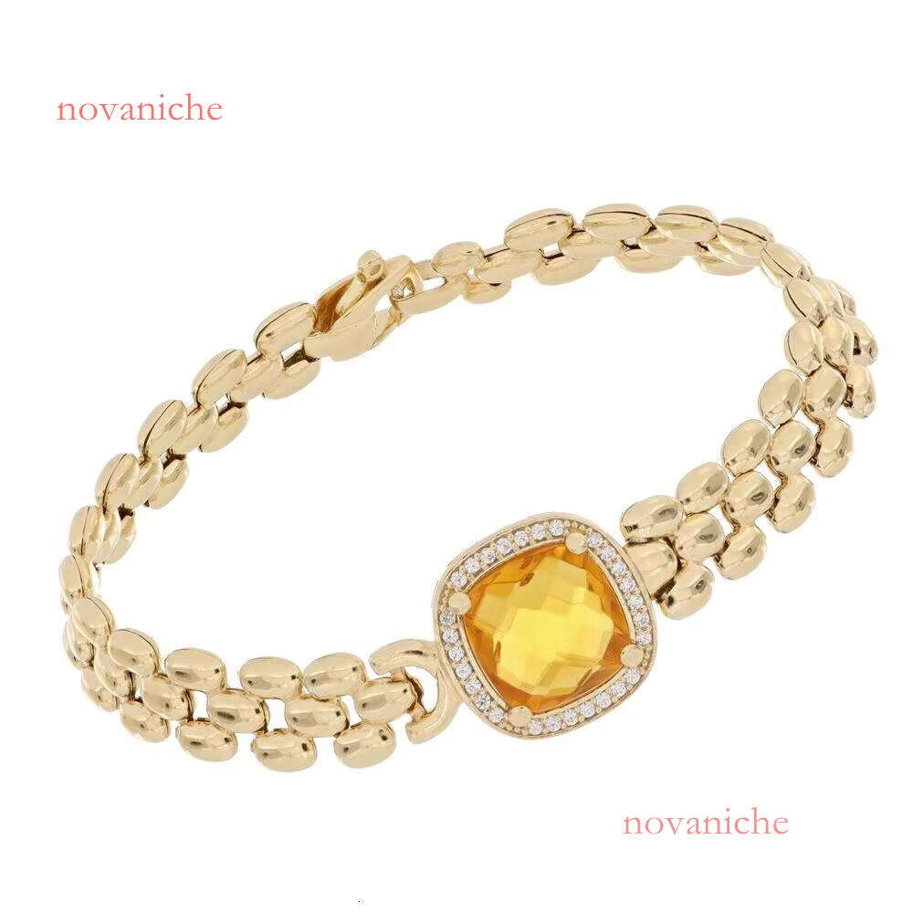 Made in Italy Gold Plated Bracelet Yellow Gemstone Center Accented with Cz Elegance