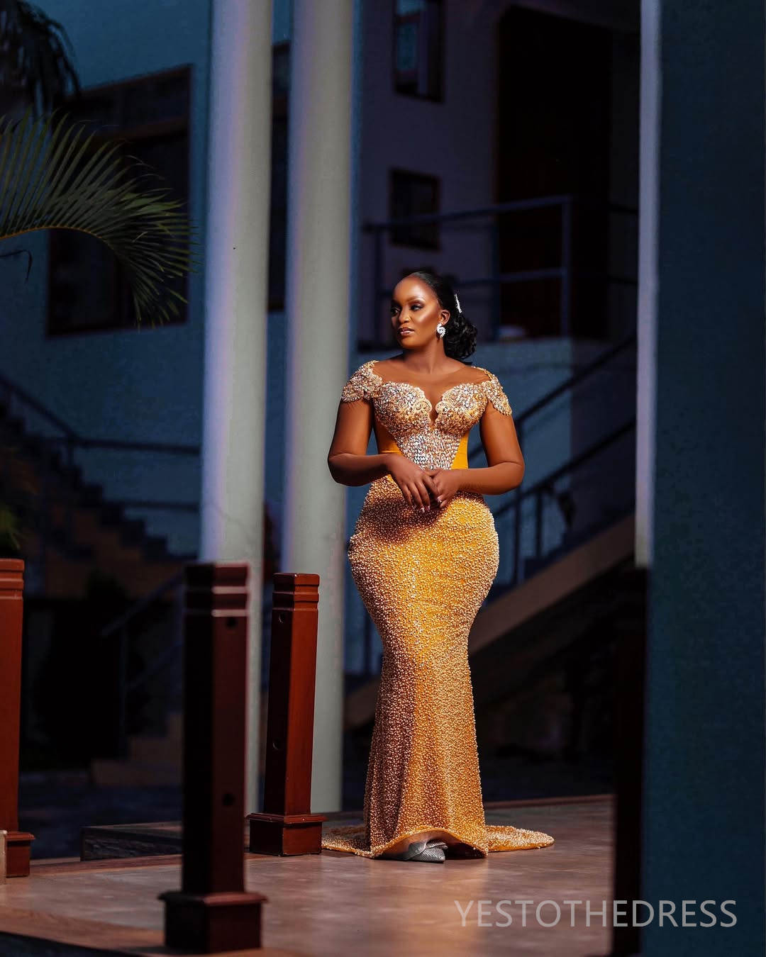 2025 Plus Size Aso Ebi Prom Dress Mermaid Prom Dresses Evening Formal Gowns Sheer Neck Long Sleeves Pearls Bead Lace Birthday Dress Second Reception G