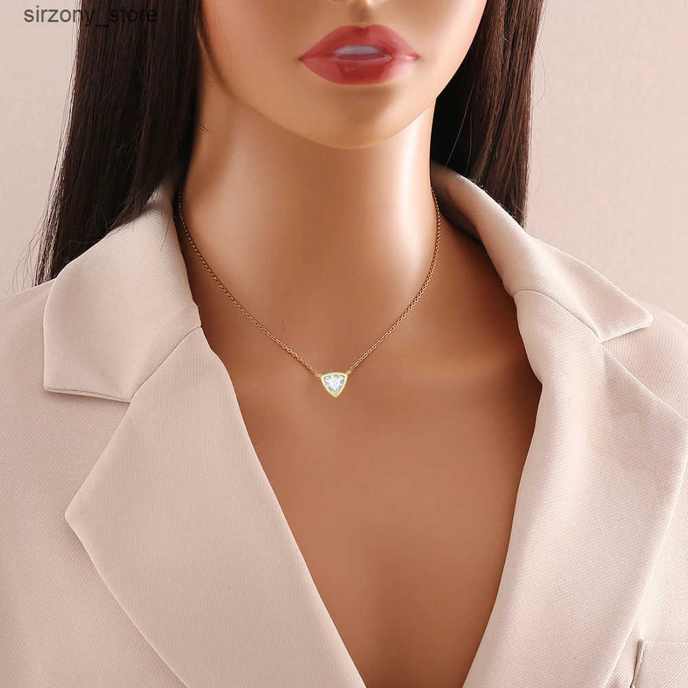 Serenity 0.5ct D Color Moissanite Diamond Necklace for Women S925 Sterling Silver Triangle Pendant Neck Chain Anniversary Gift z250513ZBMP