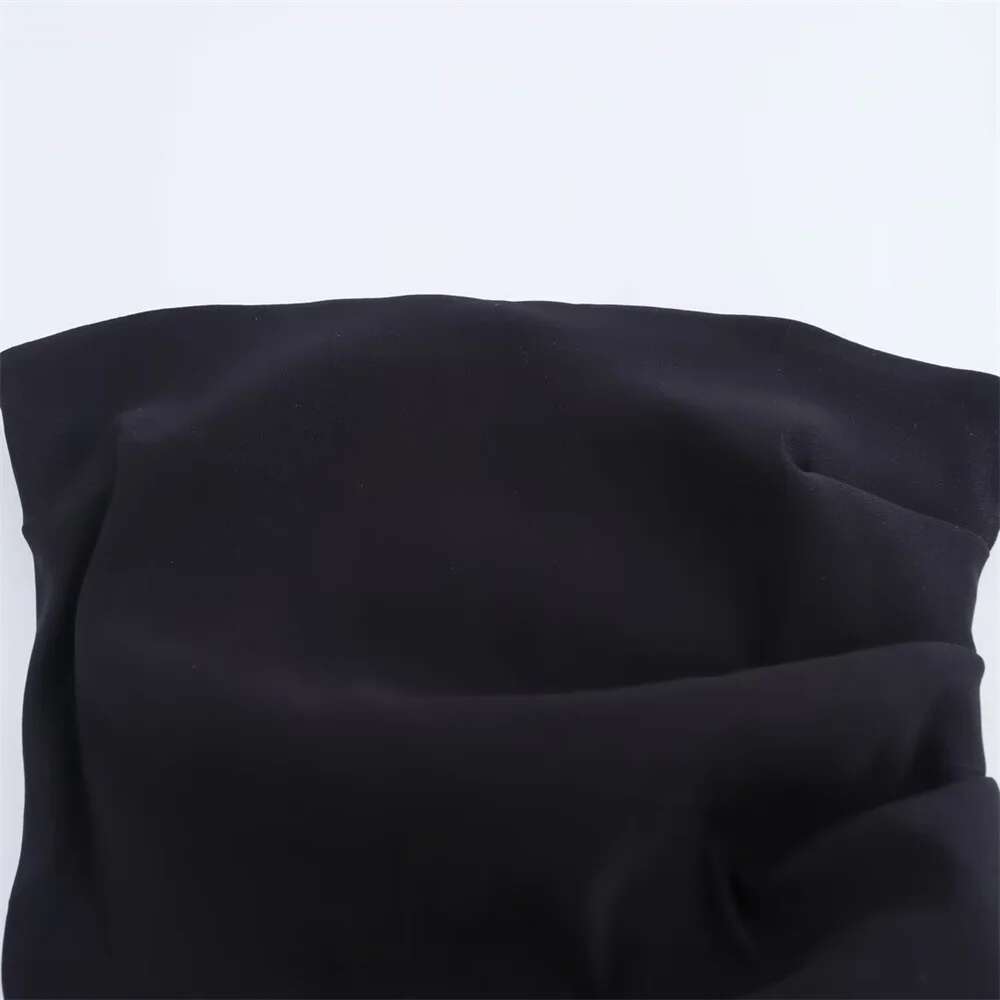 Taop&Za Summer New Product Women's Fashion Solid Color Folded Asymmetric Sleeveless Bareback Simple Top