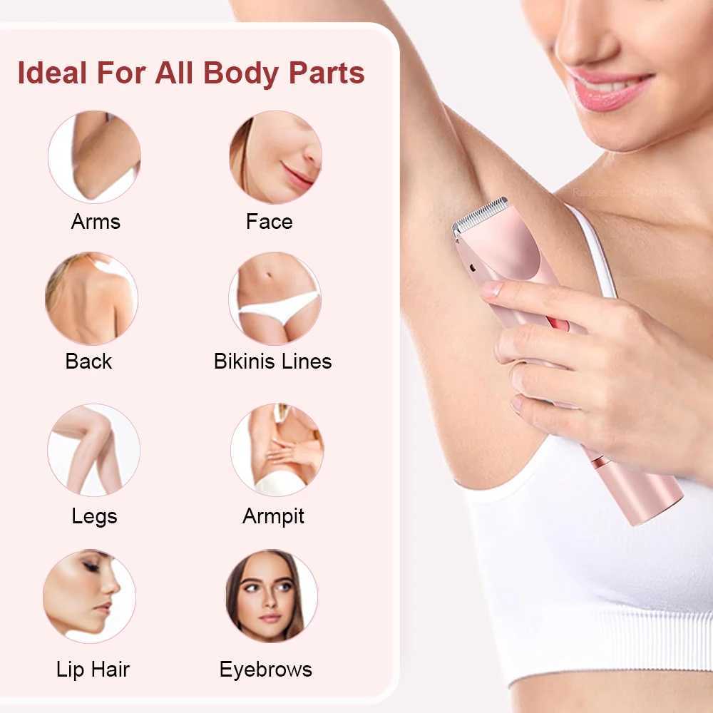 Electric Razor for Women Underarms Hair Epilator Woman Body Leg Facial Hair Removal Rechargeable Dual-Head Painless Lady Shaver W250513