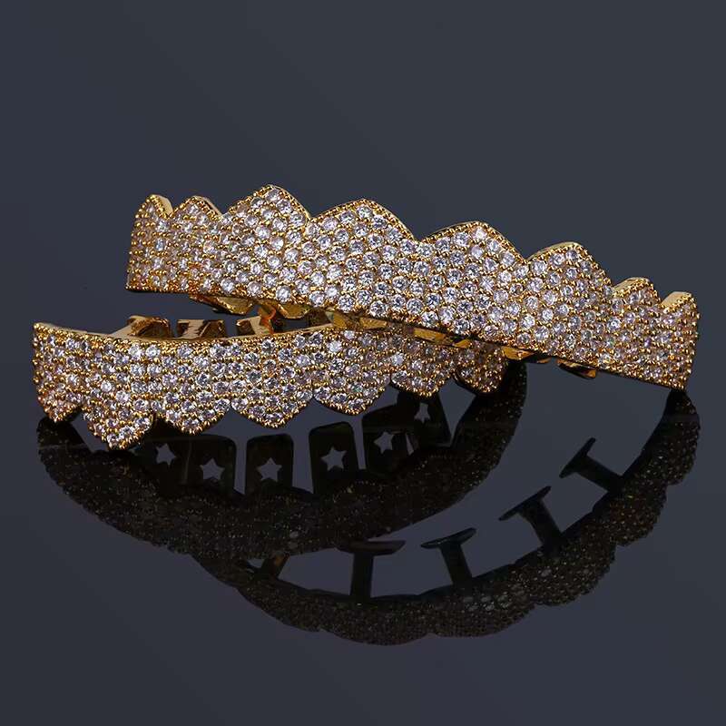 Wholesale Plated 14 k Solid Gold Jewelry Hip Hop Teeth Grillz Iced Out Diamond Teeth Grillzs Moissanite Grillz Custom