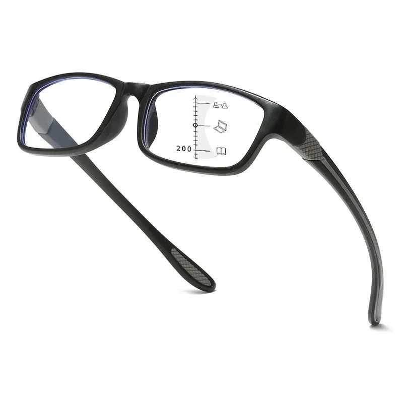 Mens Vintage Ultralight Multifocal Glasses Unisex Women Anti-blue Progressive Reading Glasses Fashion Near Far Eyewear 0 To +4.0 W250513