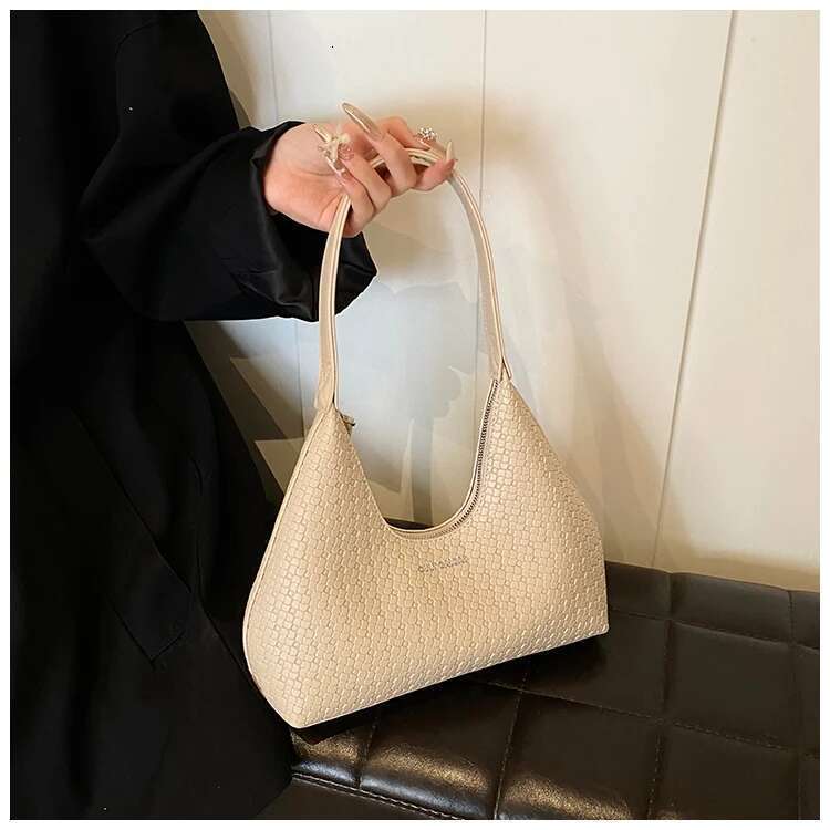 Tote Bag for Women PU Leather Small Handbag Zipper Closure Trendy Shoulder Underarm Bags High Quality Woven Ladies Armpit Purses