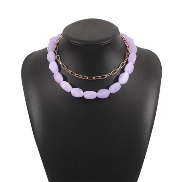 Colorful Stone Beaded Necklace Summer Personalized Fashion Stackable Women's Clavicle Necklace Holiday Banquet Jewelry Gift