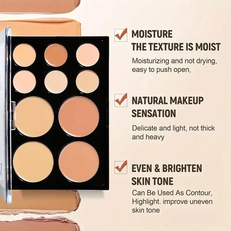 10 Colors Concealer Palette Eyeshadow Base Palette Matte Contour Dark Circles Tattoo Contour Covering Concealer Cream Lasting 250512