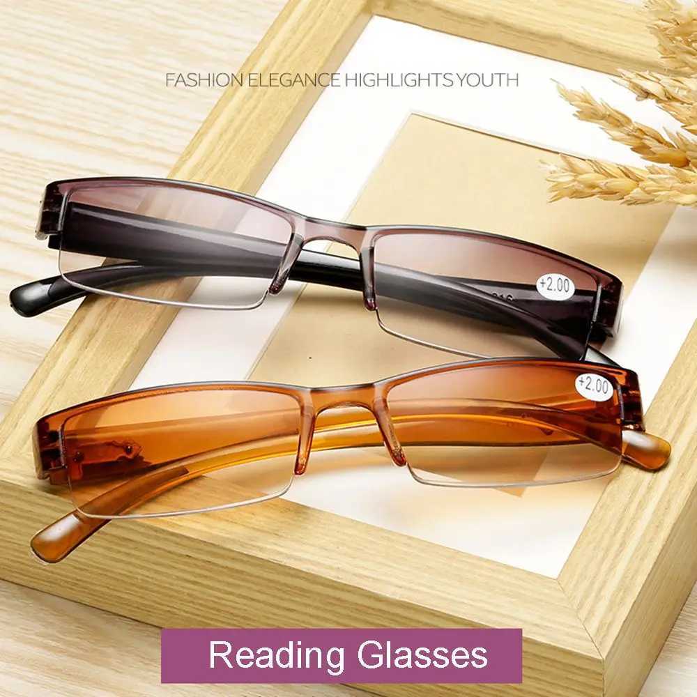 Korean Fashion Reading Glasses Men Women Clear Lens Half Frame Presbyopic Eyewear 1.0 1.5 2.0 2.5 3.0 3.5 4.0 for Reader W250513