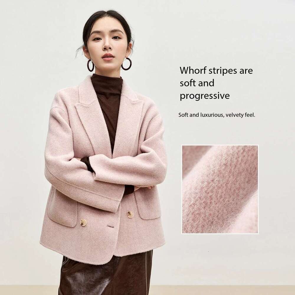 SENTUBILA Winter Oversized Woolen Coat Women 2024 New Fashion Korean Style Double Breasted Pockets Wool Jackets W44O56003