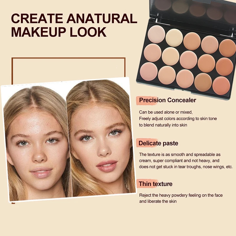 2pcs set of 15-color Concealer Palette With BrushFace Makeup And Print Waterproof Resistant Concealer Cosmetics 250512