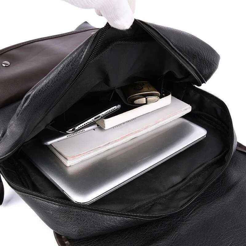 New Men's Trendy Retro Business Computer Bag Travel Weekend Large Capacity Waterproof And Durable Leather Backpack