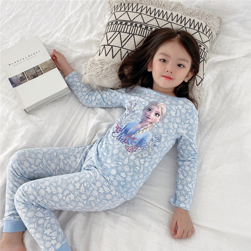 DISNEY Frozen Elsa princess kids designer clothes Children's pajamas girls' spring and autumn sleeping dress summer pajamas children's 
