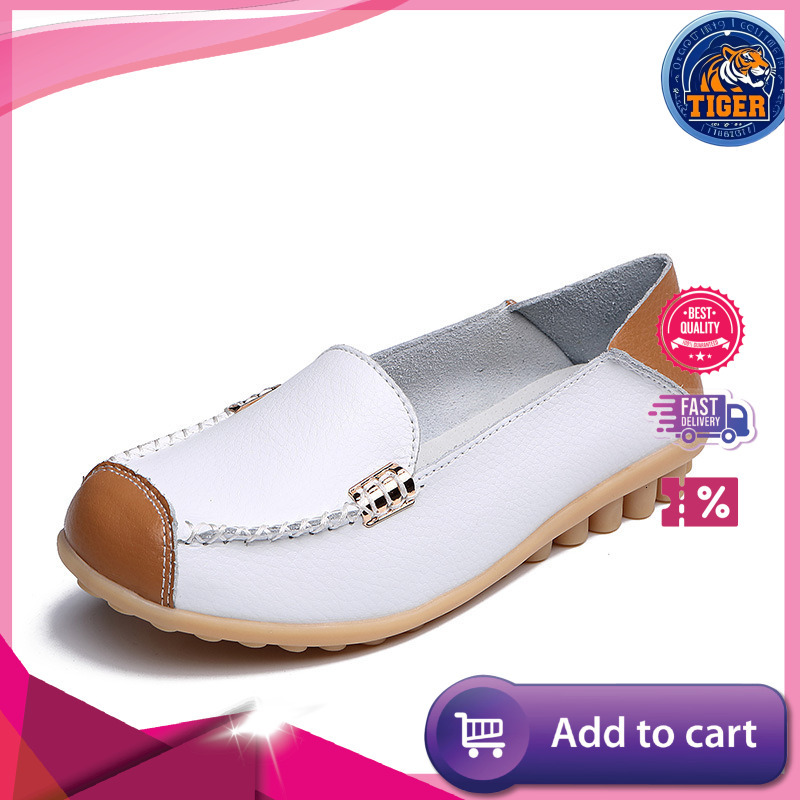 Ddmytiger Bean Women S New Spring Summer Leather Surface Waterproof And Anti Slip Cow Tendon Soft Sole Casual Versatile Mom Shoes Outdoor Shoes